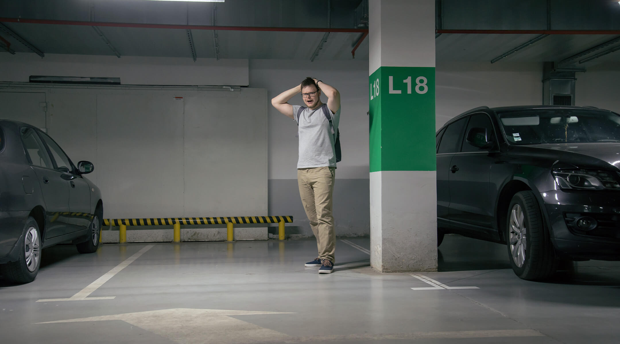 Image of a car owner after his car is stolen