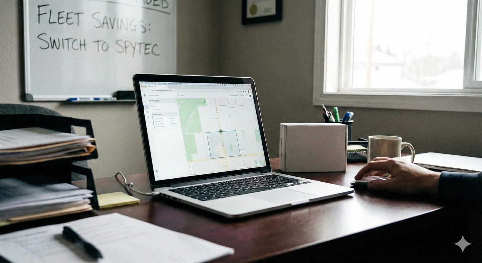 Small fleet owner managing vehicles with Spytec GPS app on phone