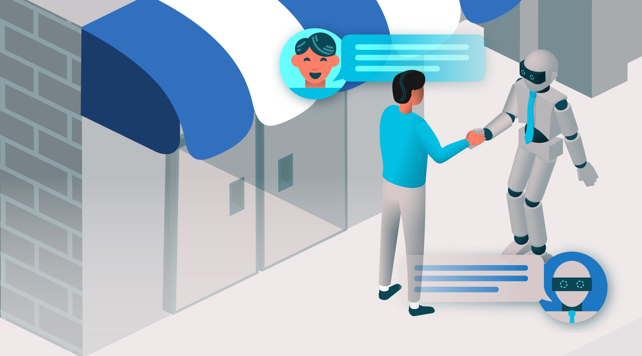 Happy customer greeting on-time service technician tracked by GPS