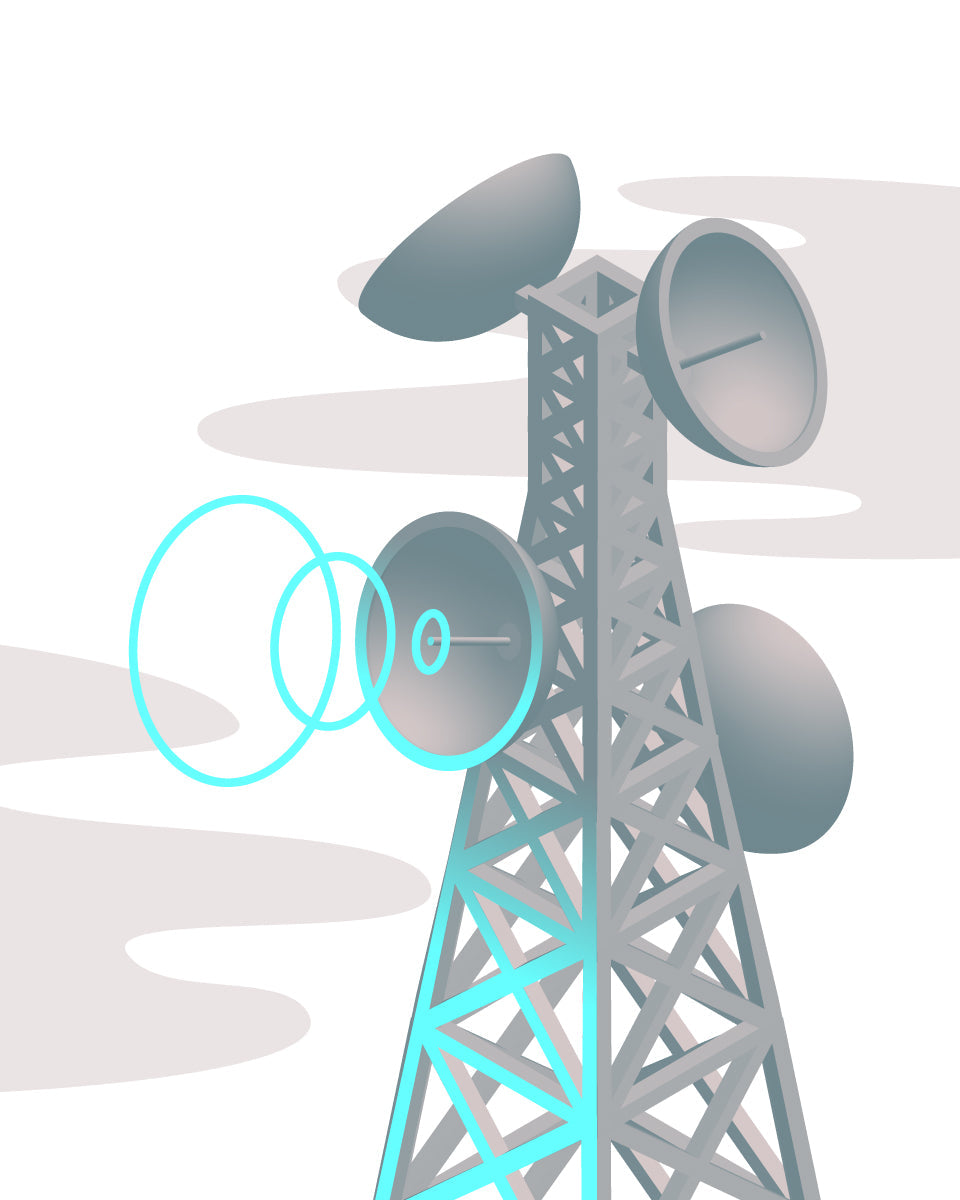 Image of a cell tower with telematics signal