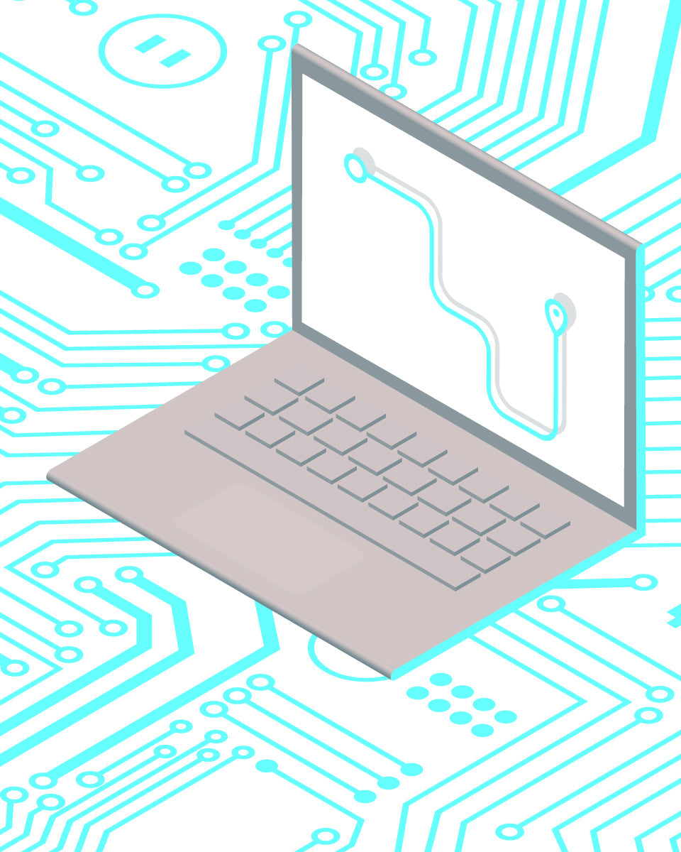 image of a laptop with telematics data on screen