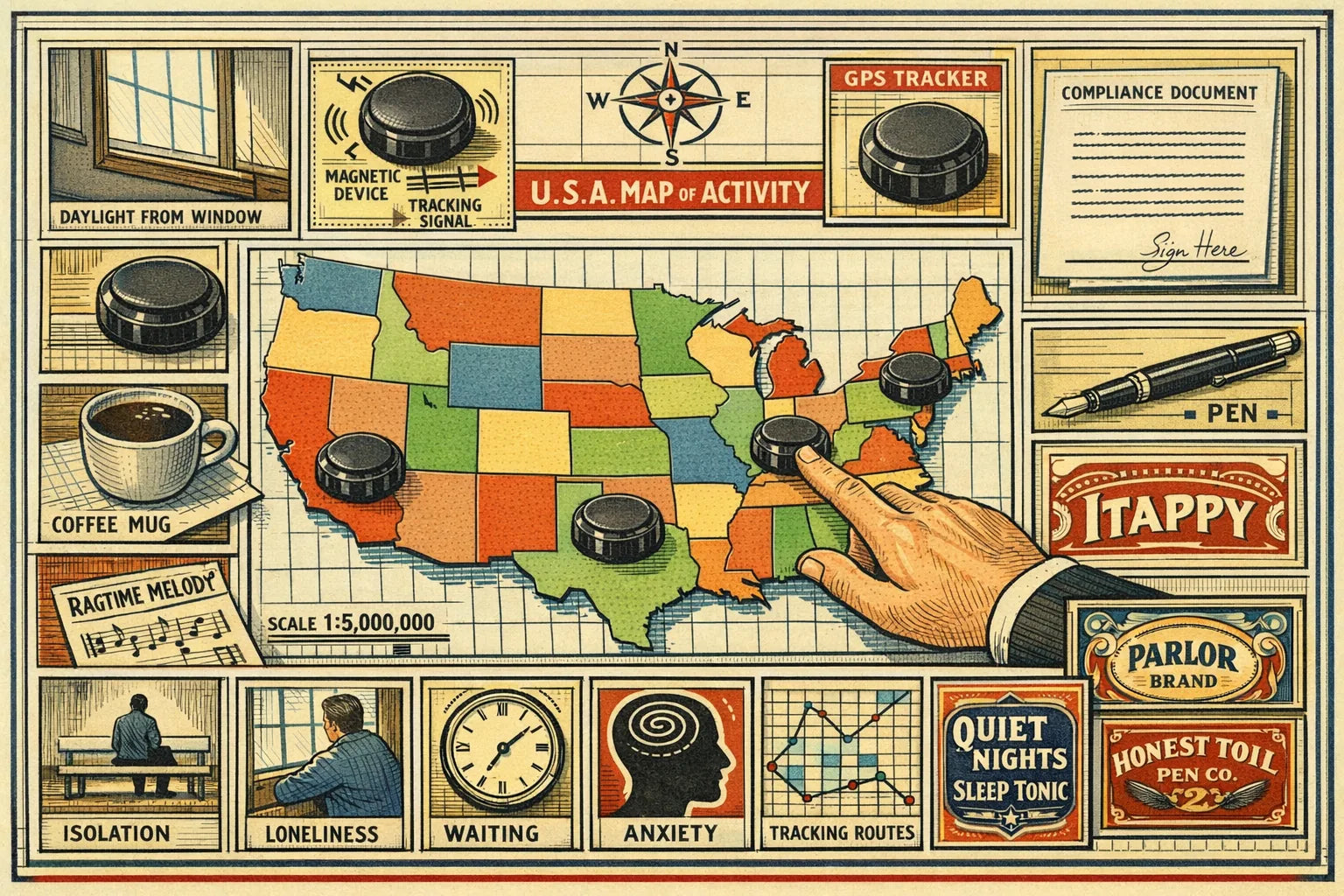 U.S. map showing state-by-state employee GPS tracking law requirements