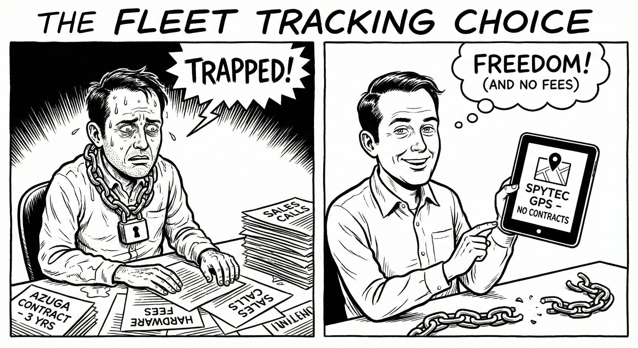 Fleet manager reviewing Spytec GPS tracking dashboard as an Azuga alternative