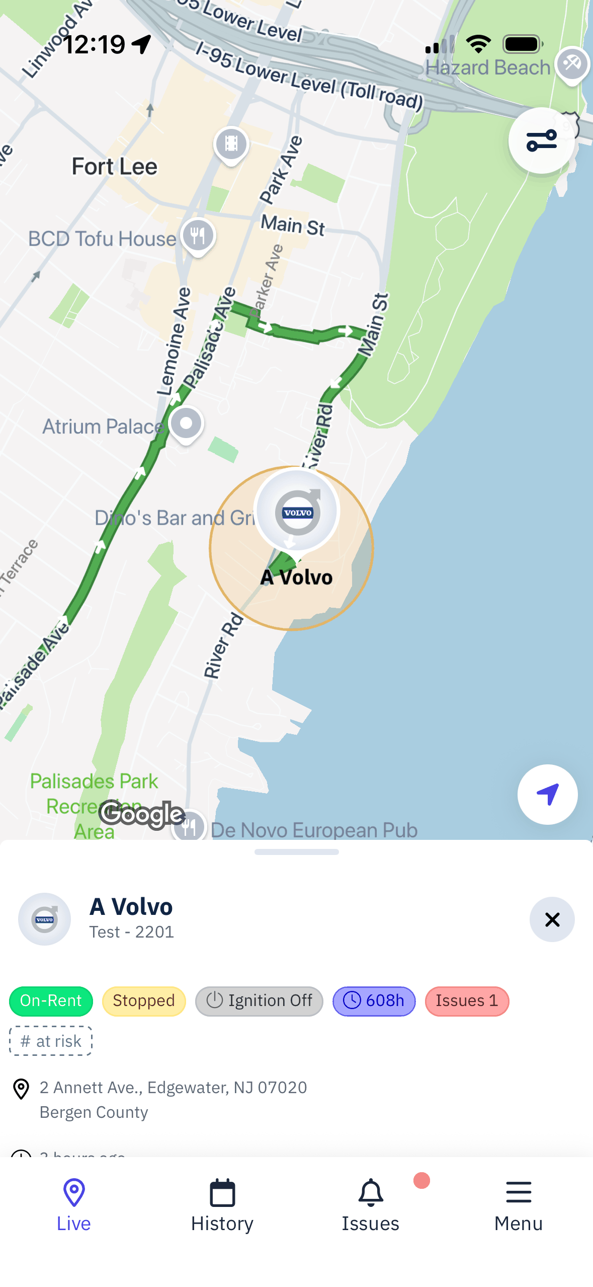 The Spytec mobile app live map