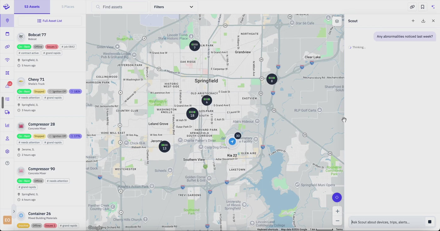 Scout AI — ask questions about your fleet in the Spytec dashboard
