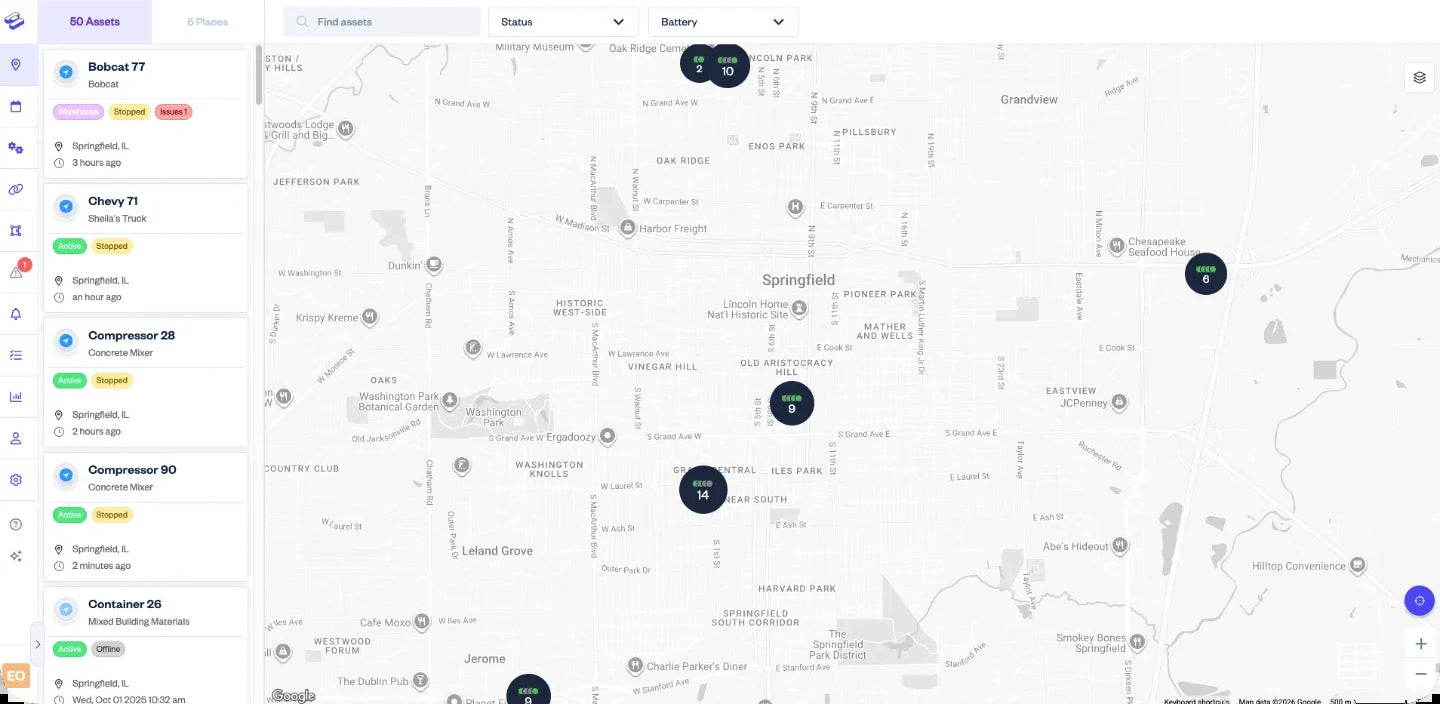 Hapn live fleet map with vehicle locations